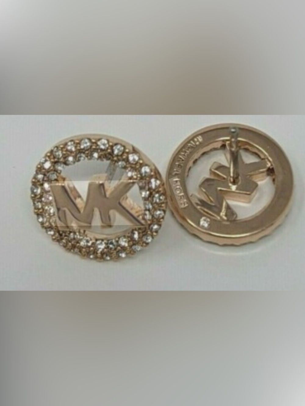 NWT Michael Kors Pavé Crystal MK Logo Stud Earrings